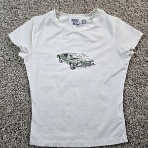 Princess Polly Off Grid Baby Tee - White Car Graphic - Size 0